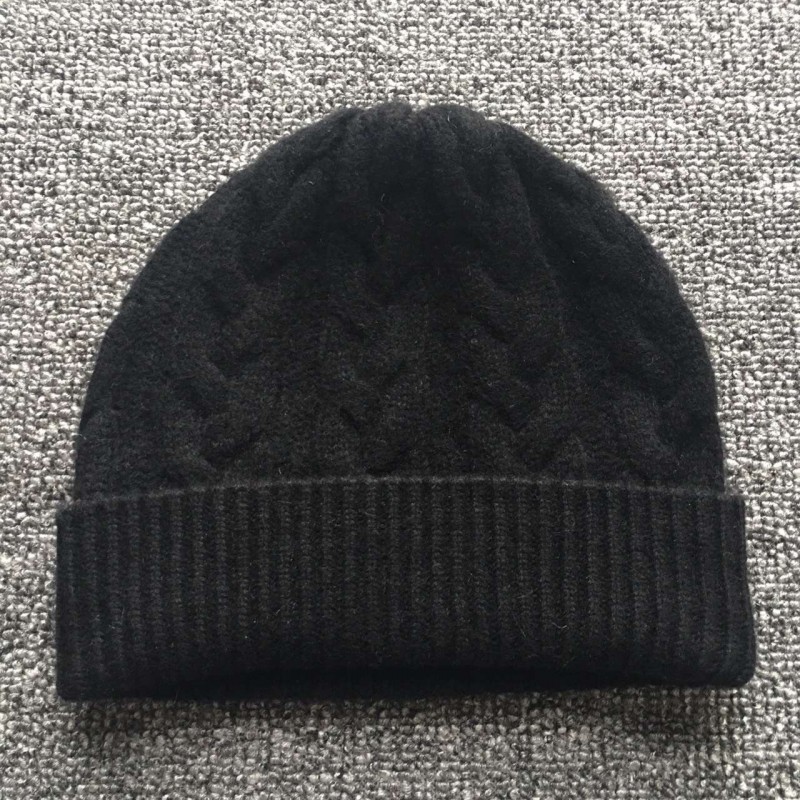 Pure Cashmere Hat Blue Black Winter Cashmere Hat 